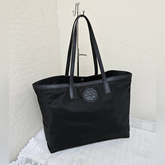TORY BURCH Nylon Large Black Tote Bag AUTHENTIC - Picture 3 of 13